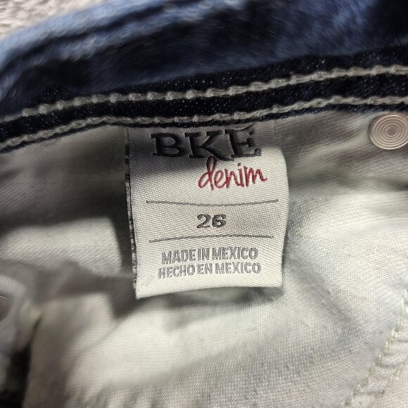 BKE Denim Stella Jeans Womens 26 Blue Straight Leg Raw Hem Stretch Style BPL1404 - Picture 7 of 12